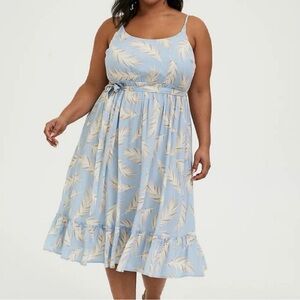 Torrid Light Blue Feather Print Midi Dress